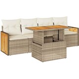  5-dijelni set vrtnih sofa s jastucima poliratan i bagrem bež | shoptok.hr