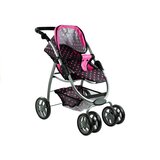 Kolica za lutku Alice 2u1 - crna s rozim točkicama | shoptok.hr