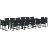 vidaXL 17-dijelni vrtni blagovaonski set crni od tekstilena | shoptok.hr