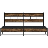 Metalni Kovinski posteljni okvir brez vzmetnice dimljen hrast 200x200cm, (21610835) | Shoptok.si