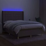  Box spring postelja z vzmetnico LED taupe 140x200 cm blago, (20901533) | Shoptok.si