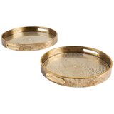 Atmosphera Set 2 poslužavnika d35,7 x h4 staklo pu zlatna (204019) | ePonuda.com