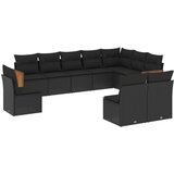 Maison Chic Seti vrtnega pohištva - Vrtna garnitura - Vrtni pohištvo set 10-delna z blazinami črn poli ratan, (21816652) | Shoptok.si