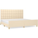  The Living Store Posteljni okvir z vzglavjem krem 200x200 cm blago - Posteljni Okvir Z Vzglavjem, (21499404) | Shoptok.si
