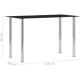  Blagovaonski stol crni 120 x 60 x 75 cm od kaljenog stakla | Eponuda.com