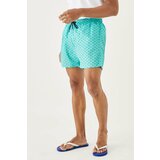 ALTINYILDIZ CLASSICS Men's Mint-navy Standard Fit Regular Fit Patterned Quick Dry Swimwear Marine Shorts. Cene
