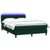 Box Spring krevet s madracem i LED tamno zeleni 160x220 cm baršun | Eponuda.com