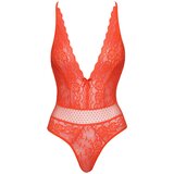 Cottelli - rdeče čipkasto body s križnimi trakovi | Shoptok.si