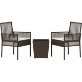 Bistro set za vrt 3 pcs Smeđa poliratan | Eponuda.ba