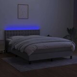  Krevet box spring s madracem LED svjetlosivi 140x190 cm tkanina | shoptok.hr