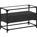 Maison Chic TV omarica - TV stojalo - Televizijska omarica s stekleno ploščo črna 80x35x51 cm inženirski les, (21702313) | Shoptok.si