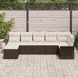  Sjedeća garnitura za vrt 7 kom. Smeđa poliratan 297,5 x 132,5 x 69 cm | shoptok.hr