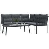  Set vrtnih sofa s jastucima crni od čelika i tekstilena | shoptok.hr