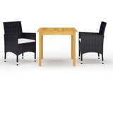  3-dijelni vrtni blagovaonski set s jastucima crni | shoptok.hr