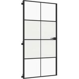 Sobna vrata tanka crna 102,5x201,5 cm kaljeno staklo i aluminij | shoptok.hr