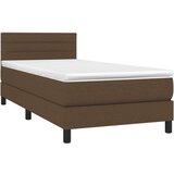  Box spring postelja z vzmetnico LED temno rjava 90x190 cm blago, (20789481) | Shoptok.si