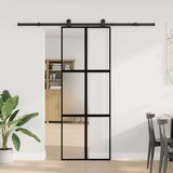 vidaXL Drsna vrata z opremo 76x205 cm kaljeno steklo in aluminij | Shoptok.si