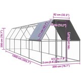 Vanjski kavez za kokoši 2 x 10 x 2 m od pocinčanog čelika | shoptok.hr