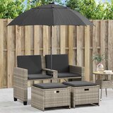  Vrtna sofa 2-sjed sa suncobranom i tabureima svijetlo sivi | shoptok.hr