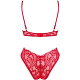 Obsessive Atenica - čipkast komplet perila z naramnicami prekrižanimi na hrbtu (rdeč) | Shoptok.si