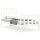 Maison Chic Posteljni okvir - Enojna postelja - Postelja za odrasle z vzglavjem bel trden les-J15717, (21767848) Cene