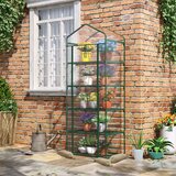 Outsunny Mini rastlinjak za vrt in teraso s 5 policami za vrtnine, jeklena konstrukcija in PVC pokrov, 69x49x193cm, (20747870) Cene