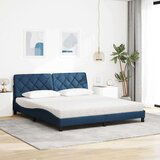  Postelja z vzmetnico modra 180x200 cm blago | Shoptok.si