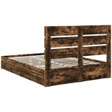 Postelja s shranjevanjem z vzglavjem Dimljeni oreh 160 x 200 cm, (5000105858) | Shoptok.si
