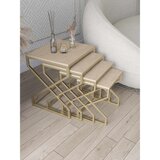 Hanah home Ela set od 4 umetnuta stočića, zlatni ram, MDF ploče u dekoru travertina Cene