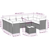  10-dijelni set vrtnih sofa s jastucima crni od poliratana | shoptok.hr