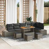  Sjedeća garnitura za vrt 10 kom. 9-Broj sjedala Siva Poli ratan Svjetlosiva 110 x 55 x 71 cm | Shoptok.si