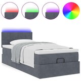 vidaXL Otomanski posteljni okvir z vzmetnico siv 90x200 cm žamet | Shoptok.si