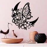 Wallity Zidna dekoracija Butterfly And Flower 2, 47x1.5x49 cm, 1.5 mm, Crna Cene