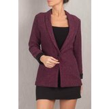 armonika Women's Pink Striped Fold Sleeve Single Button Cachet Jacket cene
