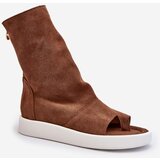 Zazoo Brown Women's Suede Sandals with Upper 3441 | Shoptok.si