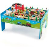  Drvena dječja tabla željeznica, 80-dijelni igraći set s okrenutom i uklonjivom stolicom, dim. 82,5 x 60 x 40 cm, višebojna | shoptok.hr