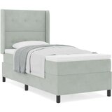 vidaXL Postelja s škatlasto vzmetjo z vzmetnico Svetlo siva 100x200 cm Žamet | Shoptok.si