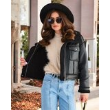 Resti Women's eco leather jacket with fur in black color | shoptok.hr