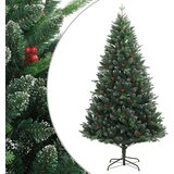 vidaXL Umjetno božićno drvce sa šarkama i crvenim bobicama 180 cm | shoptok.hr