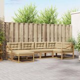  Set vanjskih sofa s jastukom 5 pcs Bijela i bež Poliester | Eponuda.com