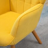  Namjenska fotelja s podnožjem naslonjač s izgledom korduroja fotelja s drvenim nogama za dnevni boravak žuta | shoptok.hr