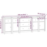  Komoda bijela 230 x 35 x 80 cm od masivne borovine | shoptok.hr