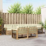  Set vanjskih sofa 7 kom. Bijela i krem Poliester Smeđa 327 x 168,5 x 73 cm | Shoptok.si