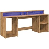 vidaXL Pisalna miza z LED lučkami artisan hrast 200x55x91 cm inž. les | Shoptok.si