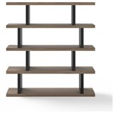 TemaHome Črn/rjav regal v orehovem dekorju 163x172 cm Step – Cene