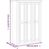 3 Ormar od borovine s vrata bijeli 118 x 50 x 171,5 cm Panama | shoptok.hr