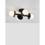 Nova Luce Bela/črna kovinska stropna svetilka s steklenim senčilom 37x51 cm Pielo – | Shoptok.si