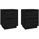  Noćni ormarići 2 kom crni 40 x 35 x 50 cm od masivne borovine | Eponuda.com
