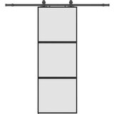 vidaXL Klizna vrata s priborom crna 76 x 205 cm kaljeno staklo | shoptok.hr