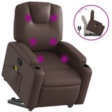  Masažni naslonjač na podizanje od umjetne kože smeđa | shoptok.hr
